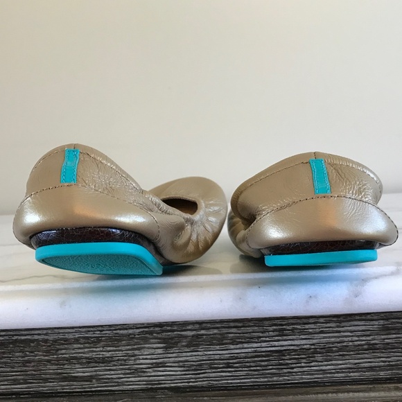 TIEKS METALLIC GOLD BALLET FLATS - Picture 5 of 12